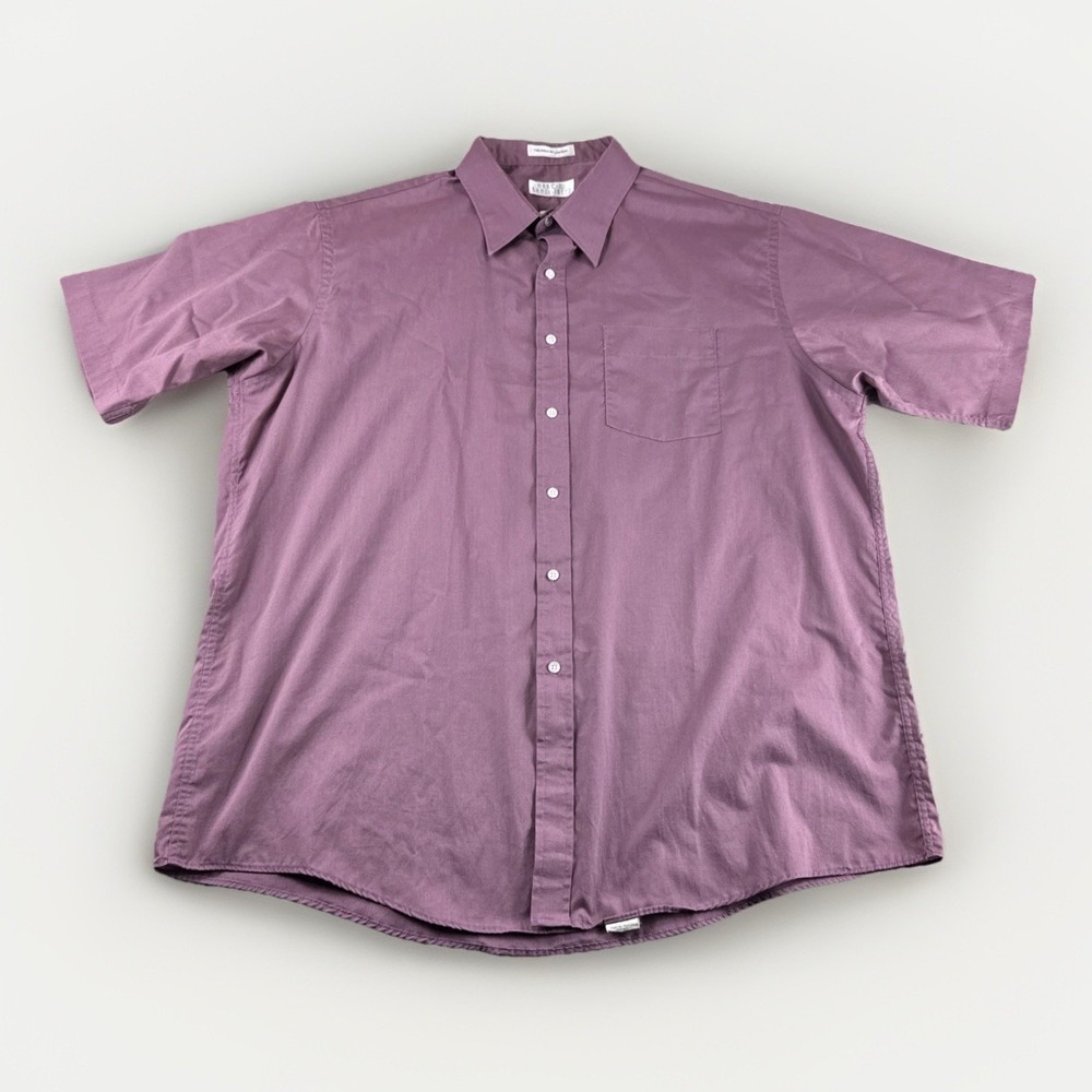 Vintage Arrow Bradstreet Shirt Mens 17.5 Short Sleeve Button Up Purple Preppy